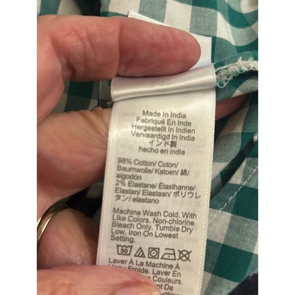 J. Crew Factory green gingham button front top, medium, country, farmcore - Picture 5 of 5